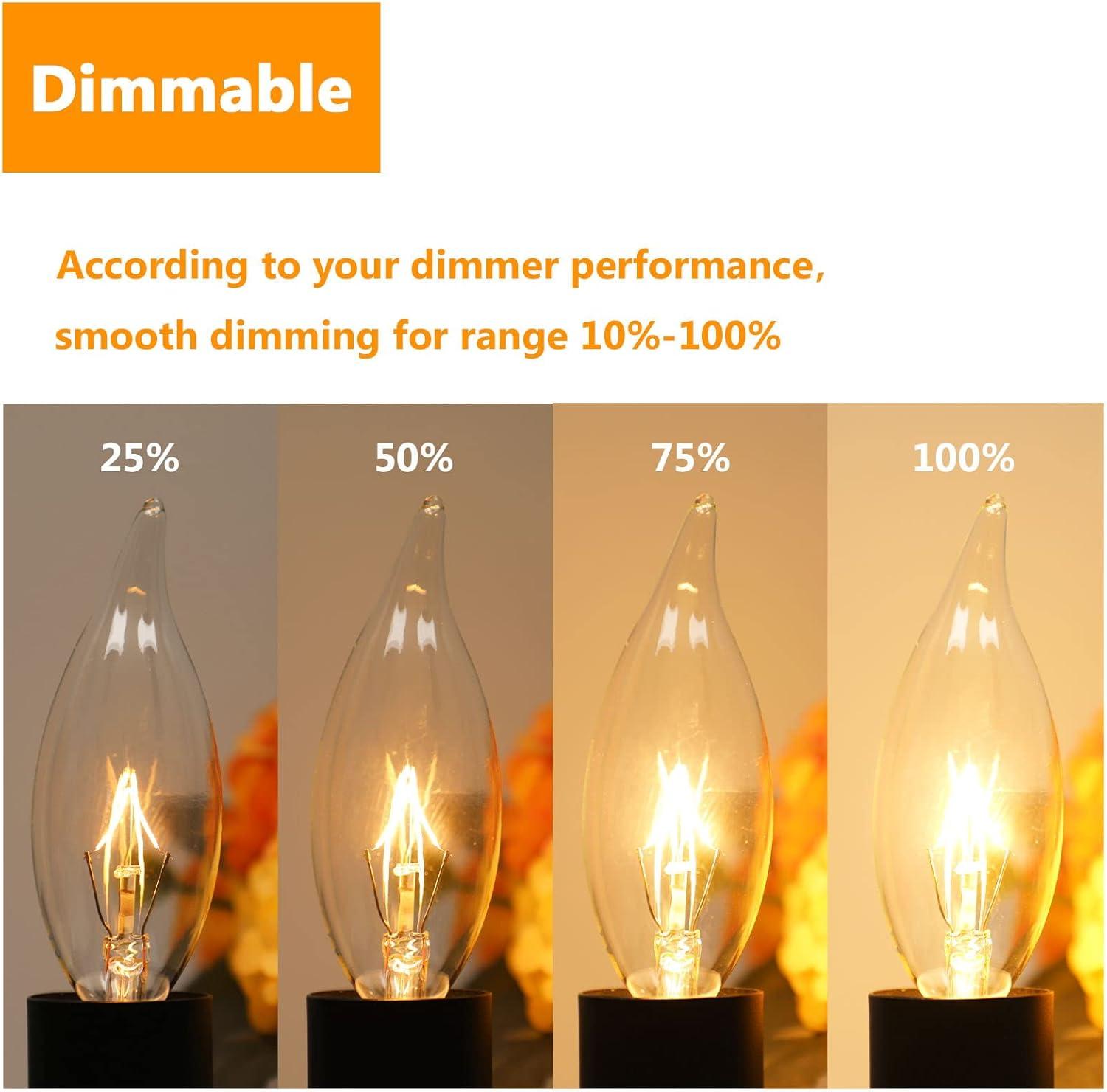 imageBrightever Vintage Incandescent Light Bulbs 40Watt B10 380 Lumens Clear Dimmable E12 Edison Candelabra Lightbulbs Decorative Candle Bulbs for Chandeliers Ceiling Fan 2500K Warm White 12PackAntique