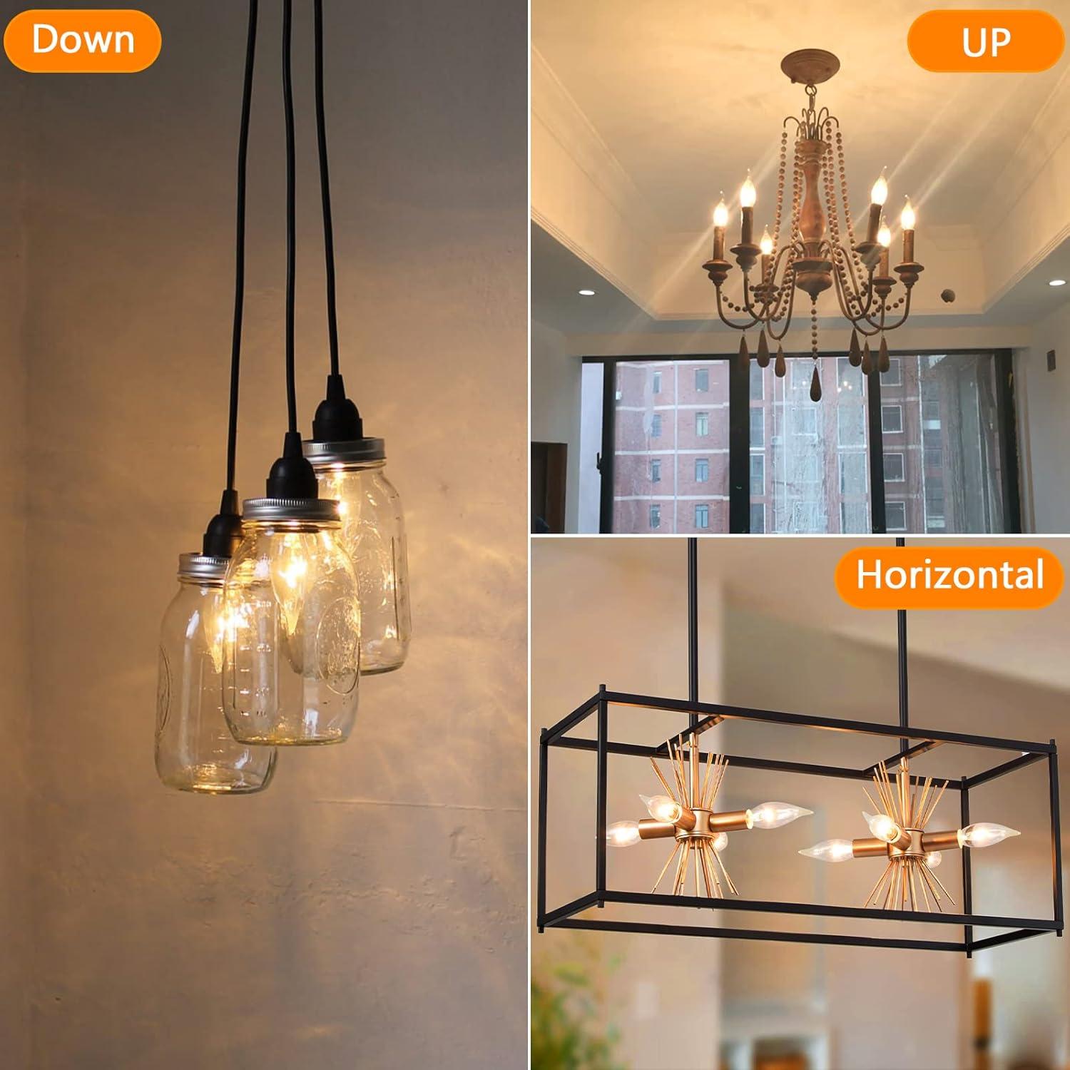 imageBrightever Vintage Incandescent Light Bulbs 40Watt B10 380 Lumens Clear Dimmable E12 Edison Candelabra Lightbulbs Decorative Candle Bulbs for Chandeliers Ceiling Fan 2500K Warm White 12PackAntique