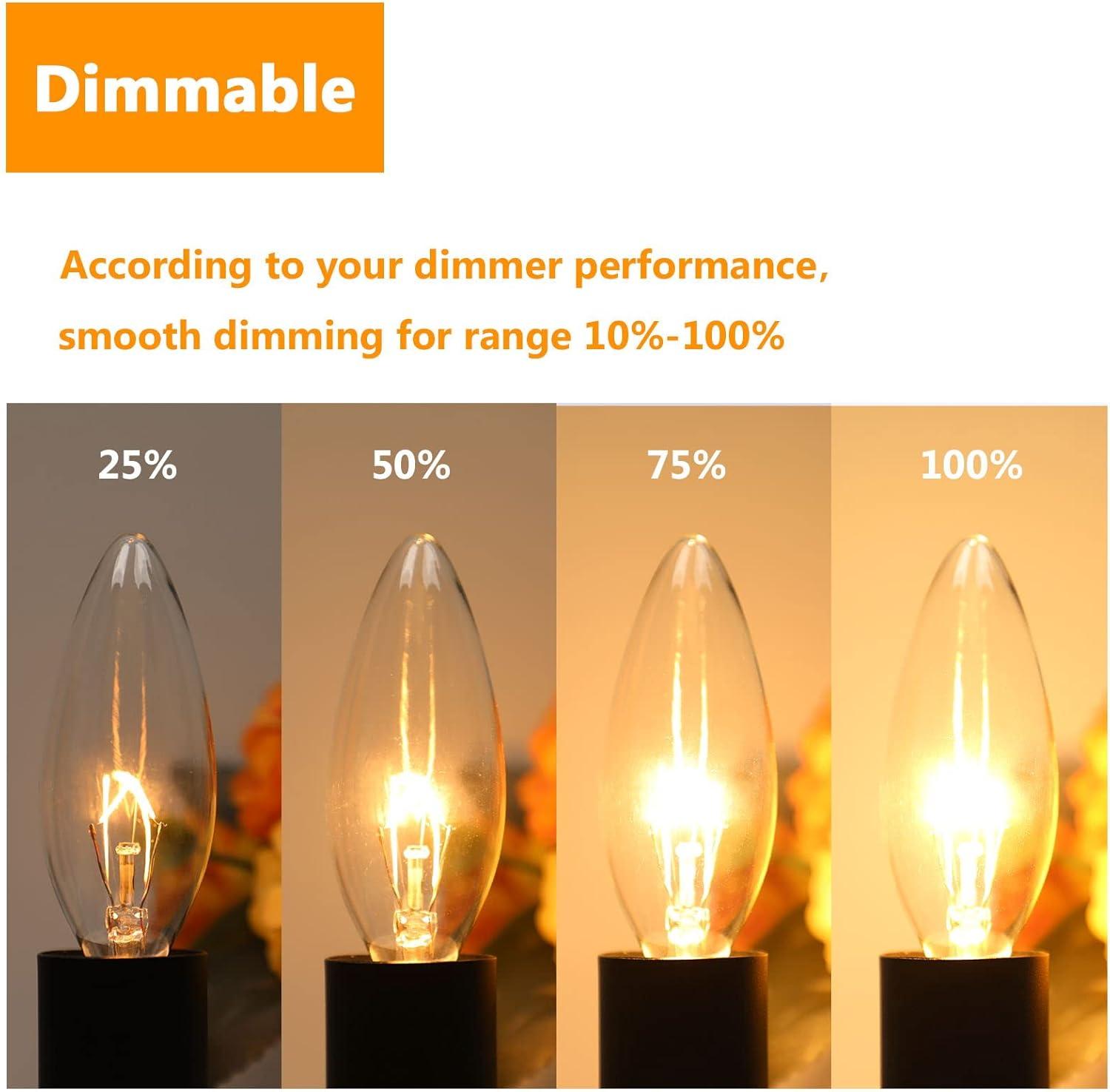 imageBrightever Vintage Incandescent Light Bulbs 40Watt B10 380 Lumens Clear Dimmable E12 Edison Candelabra Lightbulbs Decorative Candle Bulbs for Chandeliers Ceiling Fan 2500K Warm White 12PackTraditional