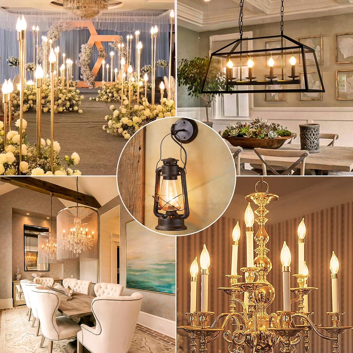 imageBrightever Vintage Incandescent Light Bulbs 40Watt B10 380 Lumens Clear Dimmable E12 Edison Candelabra Lightbulbs Decorative Candle Bulbs for Chandeliers Ceiling Fan 2500K Warm White 12PackAntique
