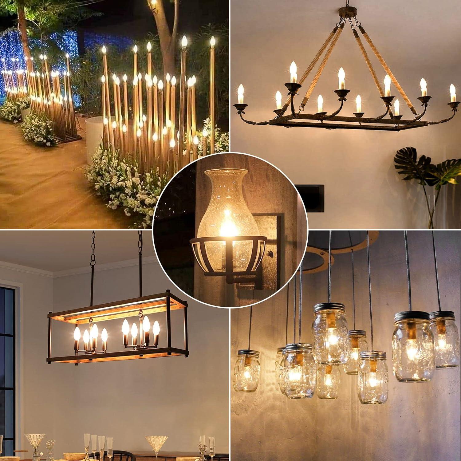 imageBrightever Vintage Incandescent Light Bulbs 40Watt B10 380 Lumens Clear Dimmable E12 Edison Candelabra Lightbulbs Decorative Candle Bulbs for Chandeliers Ceiling Fan 2500K Warm White 12PackTraditional