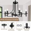 imageBrightever Black Chandelier 6Light Farmhouse Chandelier for Dining Room Lighting Fixtures Modern Candle Hanging Pendant Lights Fixture for Living Room Kitchen Foyer Island Entryway Hallway Bedroom