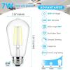 imageBrightever Dimmable Amber Light Bulbs 60 Watt Equivalent 2200K Warm Light Vintage LED Edison Bulbs 850LM 90CRI 7W ST58 E26 LED Bulb Clear Glass Antique Decorative Lights Bulb for Room 6Pack5000k Daylight White