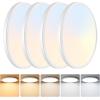 imageBrightever Walnut Wood LED Flush Mount Ceiling Light 12 Inch 24W 3200LM Close to Ceiling Light Fixtures Dimmable amp 2700K6500K 5 Color Selectable Light Fixtures Ceiling Mount 1 Pack5CCTWhite