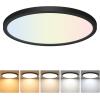 imageBrightever Walnut Wood LED Flush Mount Ceiling Light 12 Inch 24W 3200LM Close to Ceiling Light Fixtures Dimmable amp 2700K6500K 5 Color Selectable Light Fixtures Ceiling Mount 1 Pack5CCTBlack