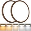 imageBrightever Walnut Wood LED Flush Mount Ceiling Light 12 Inch 24W 3200LM Close to Ceiling Light Fixtures Dimmable amp 2700K6500K 5 Color Selectable Light Fixtures Ceiling Mount 1 Pack5CCTWalnut Wood