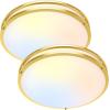 imageFlush Mount Ceiling Light Black 30W 4000Lm 5CCT Dimmable LED Ceiling Light Fixture 2700K3000K4000K5000K6500K Adjustable 10 Inch for Hallway Bedroom Bathroom Kitchen Closet Offices Set of 2Brushed Gold
