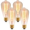 image60 Watt Incandescent Edison Light Bulbs Vintage Dimmable E26 Bulbs ST58 2200K Warm White Antique 260LM E26 Medium Screw Base Amber Filament Bulbs for Home Bedroom Office Decorative Lamp4PackST64
