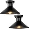 imageBrightever 2Pack Industrial Semi Flush Mount Ceiling Lights Matte Black Farmhouse Light Fixtures Close to Ceiling Lights for Kitchen Laundry Room Entryway Hallway E26 Base Bulb not Included