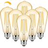imageBrightever Dimmable Amber Light Bulbs 60 Watt Equivalent 2200K Warm Light Vintage LED Edison Bulbs 850LM 90CRI 7W ST58 E26 LED Bulb Clear Glass Antique Decorative Lights Bulb for Room 6Pack2200k Amber White