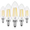 imageE12 LED Candelabra Bulbs 40 Watt Equivalent 4W Vintage Candle Light Bulbs Dimmable 470Lm Warm White 2700K B11 Edison Bulb Filament Clear Glass Lamp Bulb for Chandelier Ceiling Fan 5 Packs40w Warm White 2700k