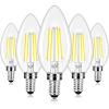 imageE12 LED Candelabra Bulbs 40 Watt Equivalent 4W Vintage Candle Light Bulbs Dimmable 470Lm Warm White 2700K B11 Edison Bulb Filament Clear Glass Lamp Bulb for Chandelier Ceiling Fan 5 Packs40w Daylight White 5000k