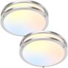 imageFlush Mount Ceiling Light Black 30W 4000Lm 5CCT Dimmable LED Ceiling Light Fixture 2700K3000K4000K5000K6500K Adjustable 10 Inch for Hallway Bedroom Bathroom Kitchen Closet Offices Set of 2Brushed Nickle