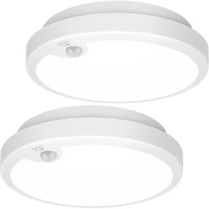 image2Pack Battery Operated Motion Sensor LED Ceiling Light 72inch Flush Mount Light Fixture 6000K Wireless Motion Activated Ceiling Lamp in 400LM for Closet Pantry Laundry StairBattery Not Included6000K Cool White