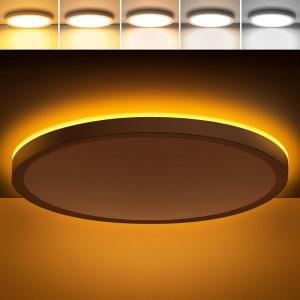 imageBrightever 12 Inch LED Flush Mount Ceiling Light Fixture with Night Light 24W 2400LM Modern Ceiling Light 2700K3000K4000K5000K6500K Selectable amp Dimmable Ceiling Lamp for Bedroom Black 1 PackWhite