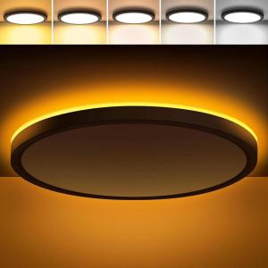imageBrightever 12 Inch LED Flush Mount Ceiling Light Fixture with Night Light 24W 2400LM Modern Ceiling Light 2700K3000K4000K5000K6500K Selectable amp Dimmable Ceiling Lamp for Bedroom Black 1 PackBlack