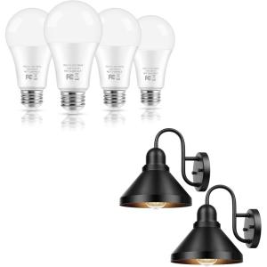 imageBrightever 13W A19 LED Bulbs 1500LM Daylight White 100W Equivalent with Farmhouse Outdoor Barn Lights