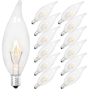 imageBrightever Vintage Incandescent Light Bulbs 40Watt B10 380 Lumens Clear Dimmable E12 Edison Candelabra Lightbulbs Decorative Candle Bulbs for Chandeliers Ceiling Fan 2500K Warm White 12PackAntique