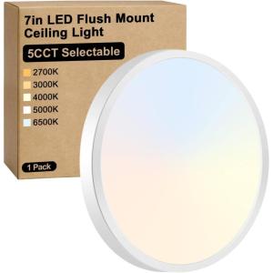 imageBrightever Walnut Wood LED Flush Mount Ceiling Light 12 Inch 24W 3200LM Close to Ceiling Light Fixtures Dimmable amp 2700K6500K 5 Color Selectable Light Fixtures Ceiling Mount 1 Pack5CCTWhite
