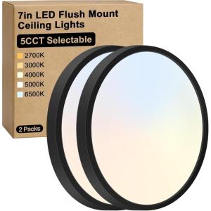 imageBrightever Walnut Wood LED Flush Mount Ceiling Light 12 Inch 24W 3200LM Close to Ceiling Light Fixtures Dimmable amp 2700K6500K 5 Color Selectable Light Fixtures Ceiling Mount 1 Pack5CCTBlack