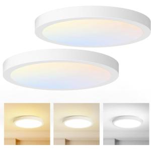imageBrightever Walnut Wood LED Flush Mount Ceiling Light 12 Inch 24W 3200LM Close to Ceiling Light Fixtures Dimmable amp 2700K6500K 5 Color Selectable Light Fixtures Ceiling Mount 1 Pack3CCTWhite