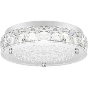 imageCrystal Chandeliers Flush Mount LED Ceiling Light Fixture 5000K Daylight White Super Bright 1980LM 11Inch Dimmable Farmhouse Kitchen Light Modern Ceiling Lamp for Bedroom Bathroom Nursery11 inch