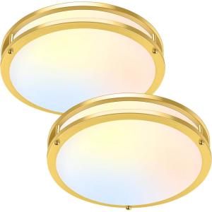 imageFlush Mount Ceiling Light Black 30W 4000Lm 5CCT Dimmable LED Ceiling Light Fixture 2700K3000K4000K5000K6500K Adjustable 10 Inch for Hallway Bedroom Bathroom Kitchen Closet Offices Set of 2Brushed Gold