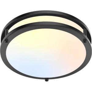 imageFlush Mount Ceiling Light Black 30W 4000Lm 5CCT Dimmable LED Ceiling Light Fixture 2700K3000K4000K5000K6500K Adjustable 10 Inch for Hallway Bedroom Bathroom Kitchen Closet Offices Set of 2Black