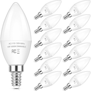 image:imageBrightever E12 LED Candelabra Light Bulbs 60W Equivalent Light Bulbs Dimmable 6W LED Chandelier Bulbs 5000K Daylight White 600Lm C37 Small Base Light Bulbs for Ceiling Fan Pendant Lights 12Pack5000k Warm White