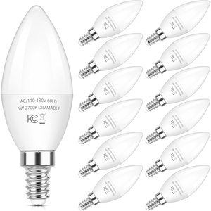 image:imageBrightever E12 LED Candelabra Light Bulbs 60W Equivalent Light Bulbs Dimmable 6W LED Chandelier Bulbs 5000K Daylight White 600Lm C37 Small Base Light Bulbs for Ceiling Fan Pendant Lights 12Pack2700k Daylight White